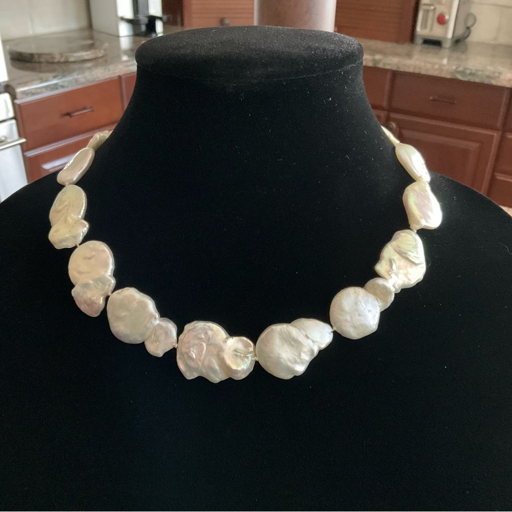Authentic Jola Sterling Silver and Blister Pearl Necklace
